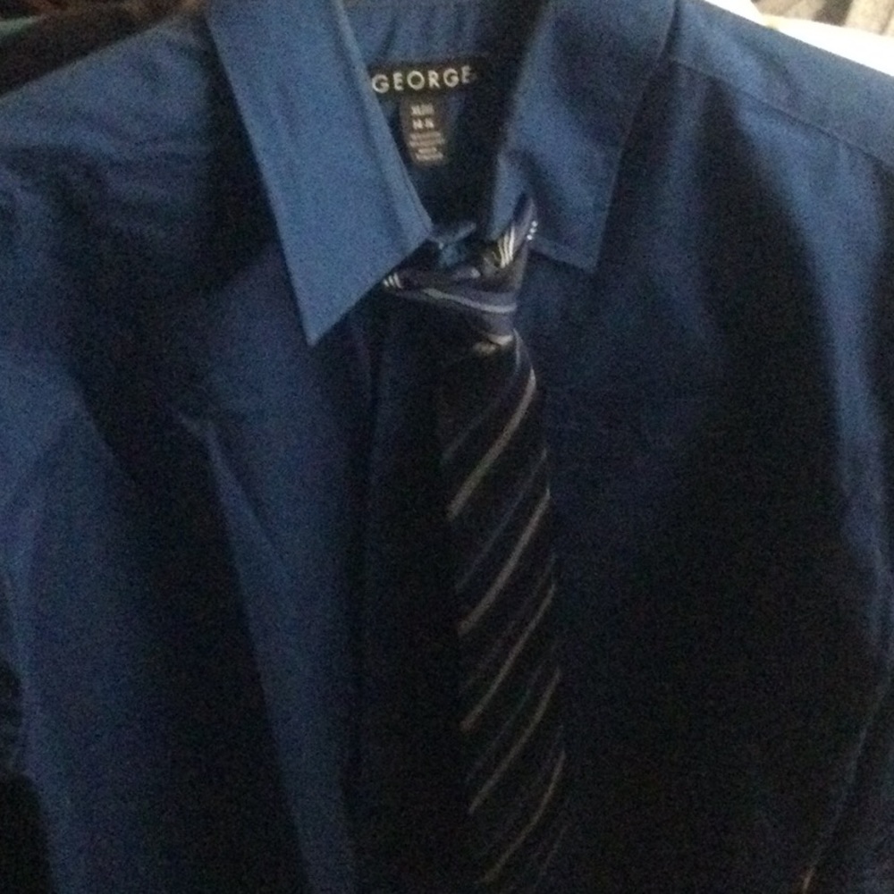Bundle - N.w.o.t George Blue & White Dress Shirt’s Sz. 14-16(XL) Boy’s